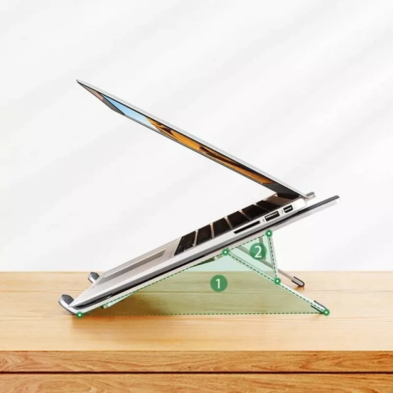 Podstawka pod laptop UGREEN LP451 regulowana stop aluminium na laptopy 8–17 cali, 5 pozycji, srebrna