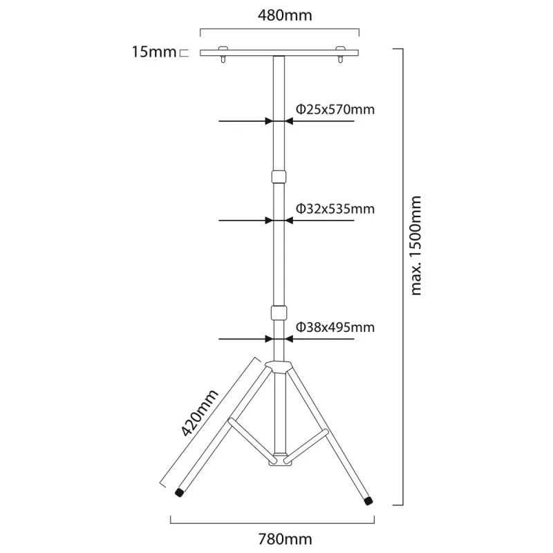 Statyw MACLEAN MCE583 regulowana wysokość do naświetlaczy, metalowa rama, żółty