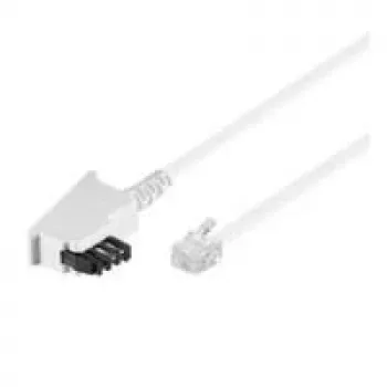 Wentronic Goobay Kabel połączeniowy TAE-F (uniwersalne wyprowadzenie styków), biały, 6 m - wtyk TAE-F do wtyku RJ11/RJ14 (6P4C) (68540)