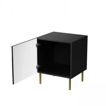 Komplet 2 szafek nocnych cama meble JUNGLE — 53,5×40,5×44 cm, czarny mat MDF/płyta wiórowa, złote nogi