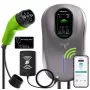 Wallbox QOLTEC stacja ładowania EV Typ 2 22 kW LCD 2 karty RFID 3-fazowy kabel 5 m system hotelowy