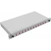 Patchpanel światłowodowy helos LWL 252009 — montaż w szafie rack 1U, 12× LC MM