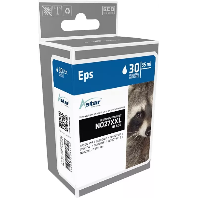 ASTAR 35 ml - Schwarz - kompatibel - Tintenpatrone (Alternative zu: Epson 27XXL, Epson T2791)