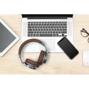Słuchawki bezprzewodowe Muse M-278 BT, nauszne, pałąkowe, Micro-USB, Bluetooth, brązowo-srebrne