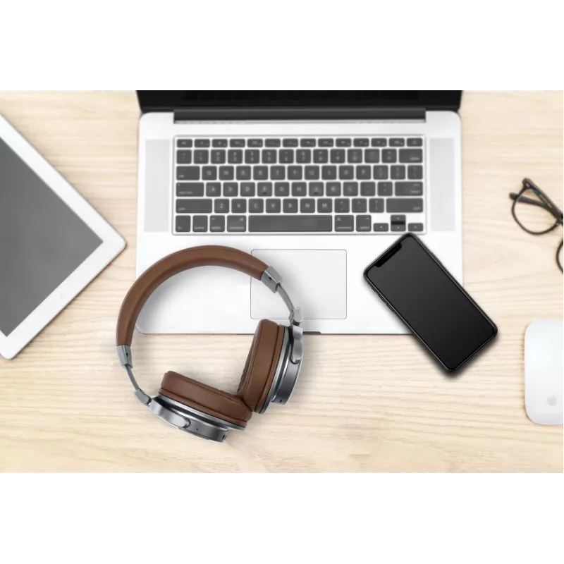 Słuchawki bezprzewodowe Muse M-278 BT, nauszne, pałąkowe, Micro-USB, Bluetooth, brązowo-srebrne