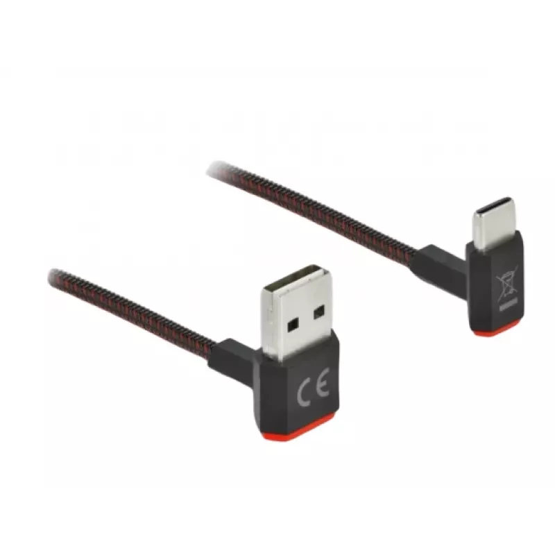 Kabel USB DeLOCK EASY-USB 2.0 wtyk męski typu A na wtyk męski typu C kątowy 0,5 m czarny