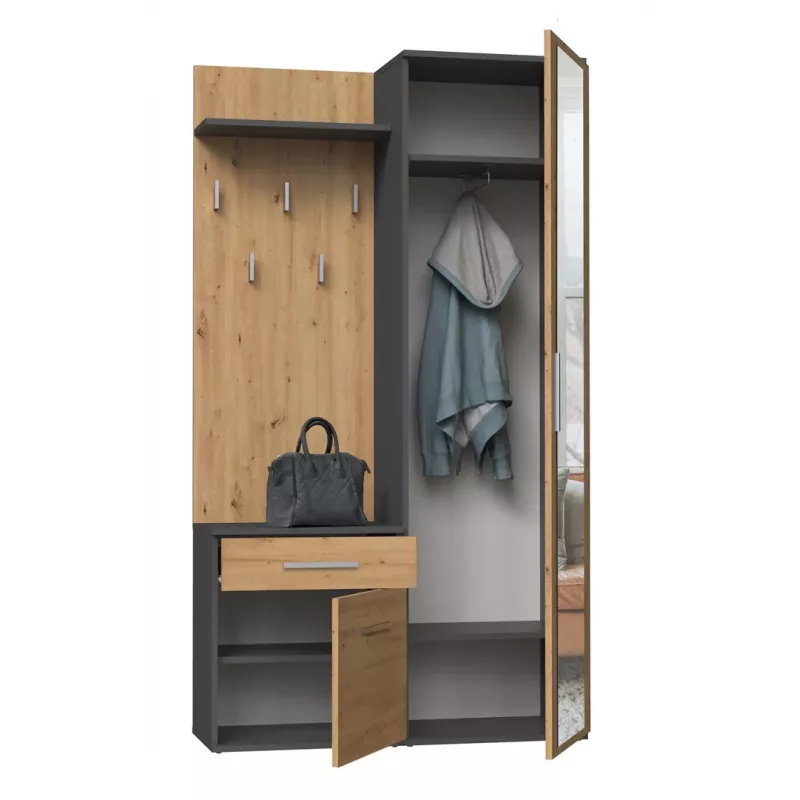 Szafka przedpokojowa Top e shop GARD DUO ANT/ART KPL — 2 drzwi uchylne, płyta wiórowa, 1000×350×1800 mm