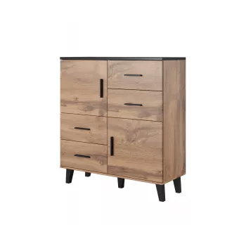 Cama sideboard LOTTA 110 2D4S wotan oak/mat Czarny