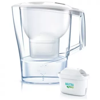 Dzbanek filtrujący wodę BRITA Aluna Transparent biały — 2,4 L całkowita / 1,4 L po filtracji, MAXTRA, można myć w zmywarce