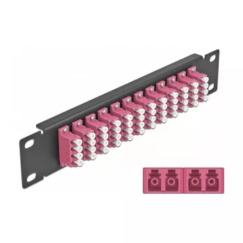 Panel krosowy światłowodowy DeLOCK 10 cali 12 portów LC Quad fioletowy 1U czarny