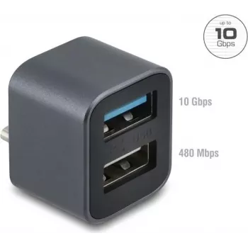 DELOCK Mini Hub USB Typu-C do 1x USB 10 Gb/s Typ-A i 1x USB 2.0 Typ-A (model 64359)
