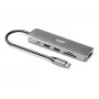 Hub interfejsu Port Designs 900162 USB Type-C — Wyjście USB Type-C, 3840x2160@60Hz, wejście 20V/5A, 117×34×13 mm, srebrny