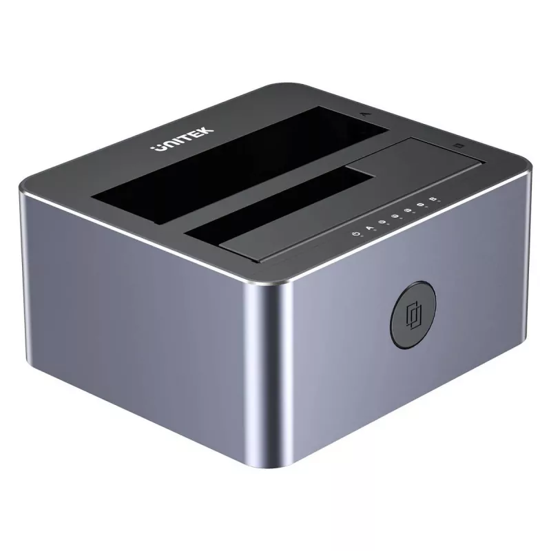 Stacja dokująca Unitek 51642 dla dysków SATA 2,5 cala/3,5 cala, USB-C 10 Gb/s, 2 kieszenie, aluminium
