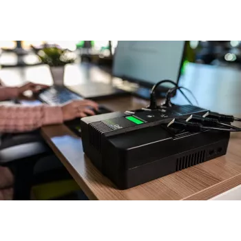 Zasilacz awaryjny zielony Cell UPS06, Line-Interactive 600 VA (360 W), 6 gniazd AC, LCD, USB, RJ-45, akumulator 12 V 7 Ah