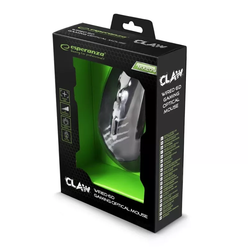 Mysz Esperanza EGM209G praworęczna USB Typ-A Optyczna 2400 DPI