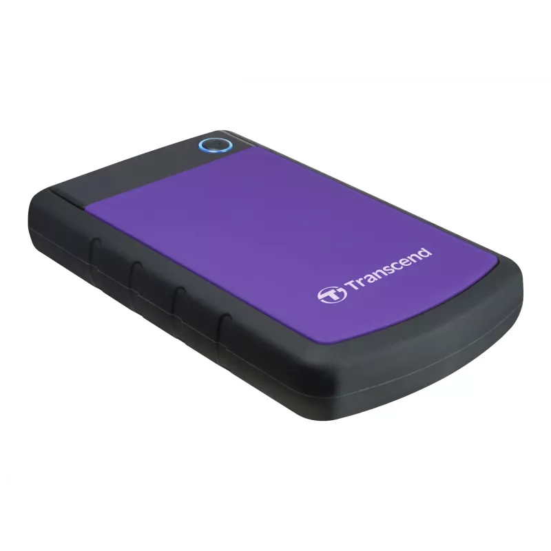 StoreJet 25H2 2.5 inch portable HDD 2TBUSB 3.0 Shockproof with Dark grey silicon cover and purple cover one touch Auto-Backup button
