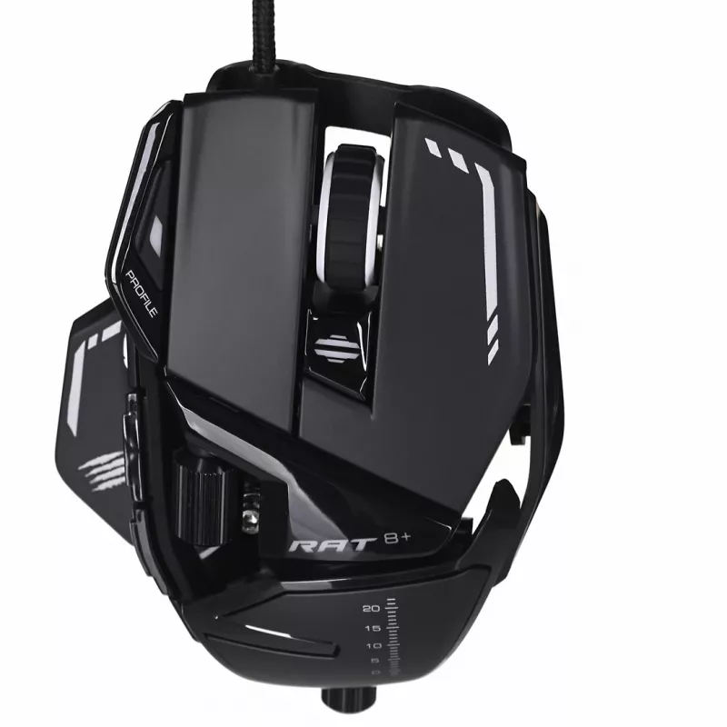 Mysz gamingowa Mad Catz R.A.T. 8+ — praworęczna, optyczna, 16000 DPI, 11 przycisków, USB Typ-A, 145 g