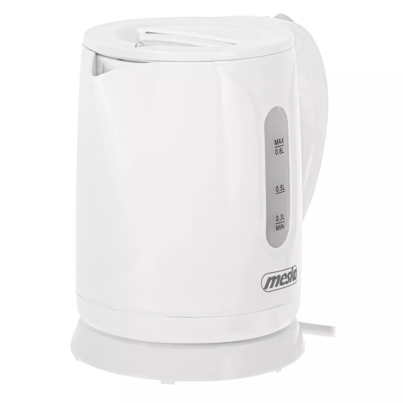 Czajnik Mesko | MS 1376 | Elektryczny | 850 W | 0,8 L | Plastik | Obrotowa podstawa 360° | Biały
