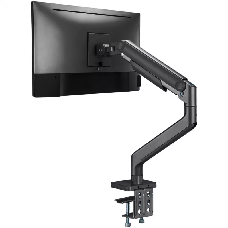 Uchwyt do monitora DIGITUS Single, zacisk, do 49 cali (124,5 cm), 20 kg, VESA 75x75–100x100, pochylenie -20° do 50°, regulacja wysokości, czarny