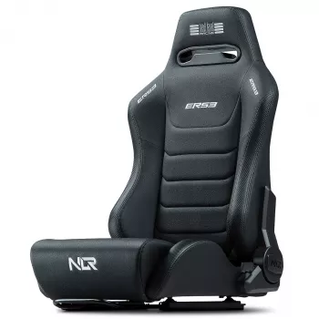 Regulowany fotel kubełkowy Next Level Racing ERS3 Elite Premium — czarna skóra PU, odchylane oparcie, kompatybilny z kokpitem/montażem podłogowym