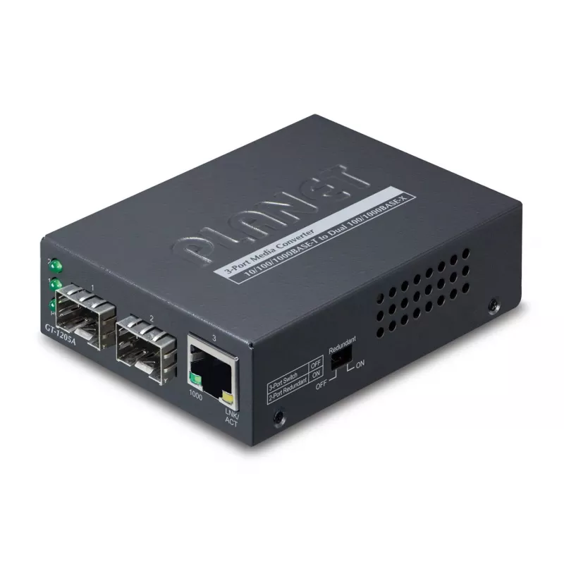 PLANET GT-1205A konwerter mediów sieciowych 1000 Mbit/s Czarny