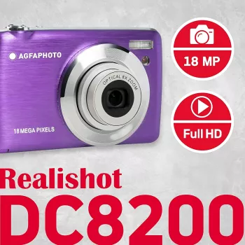Agfa Photo DC8200 Fioletowy + Etui + Karta SD 16GB