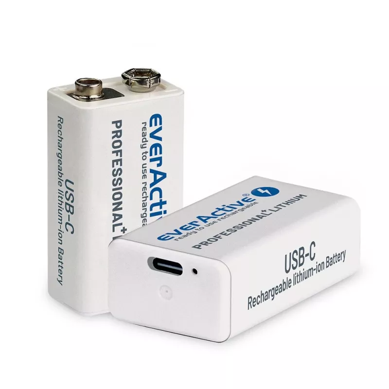 Akumulator wielokrotnego ładowania everActive 6F22/9V Li-ion 550 mAh z USB TYPE C