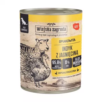 Mokra karma dla psów wiejskazagroda indyk z jagnięciną, 800 g, psy dorosłe, bezglutenowa i bez soi