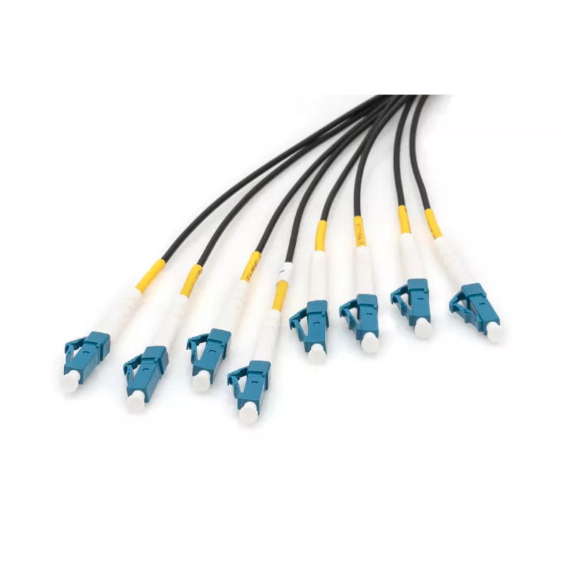 DIGITUS LWL Vorkonfektionierter Glasfaser-Universal-Breakout-Kabel, Singlemode OS2, 8 Fasern, LC/UPC - LC/UPC