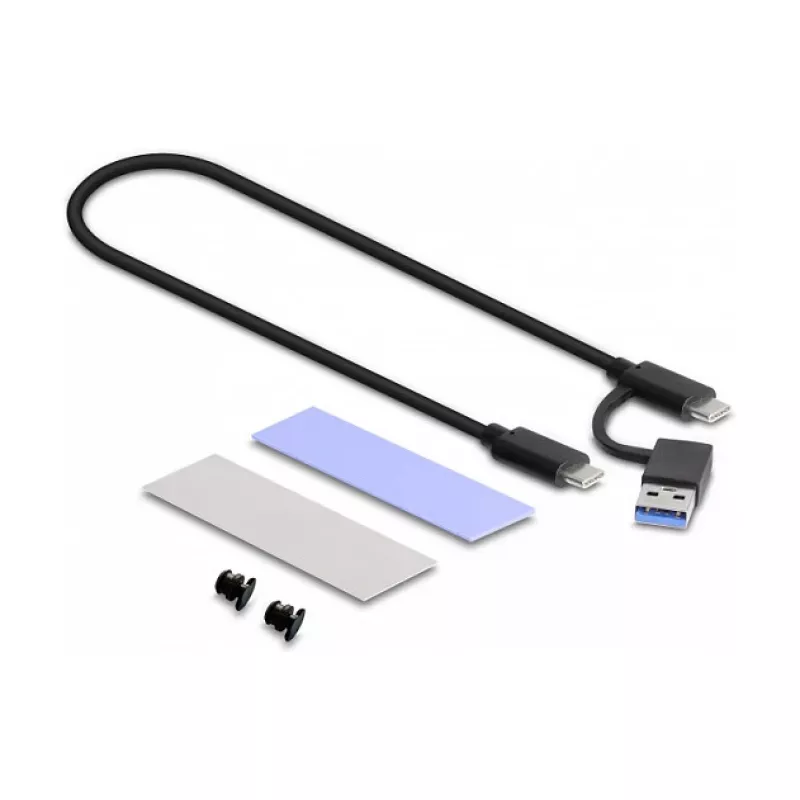 Obudowa SSD DeLOCK Zewnętrzna Uniwersalna Obudowa USB Type-C Combo do M.2 NVMe PCIe lub SATA SSD bez narzędzi