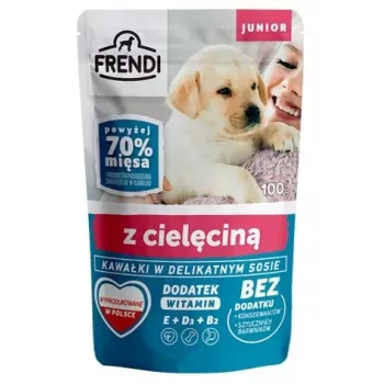 FRENDI Junior kawałki w delikatnym sosie z cielęciną - mokra karma dla psów - 100 g