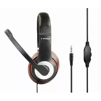 Przewodowy zestaw słuchawkowy do gier GEMBIRD MHS-03-BKRD — binauralny, wokółuszny, 3,5 mm, kabel 1,8 m, czerwono-czarny
