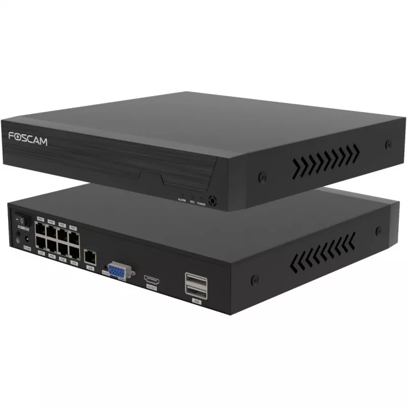 Zestaw kamer bezpieczeństwa Foscam FN9108E-B4-2T — 4 kamery z rejestratorem, czarny