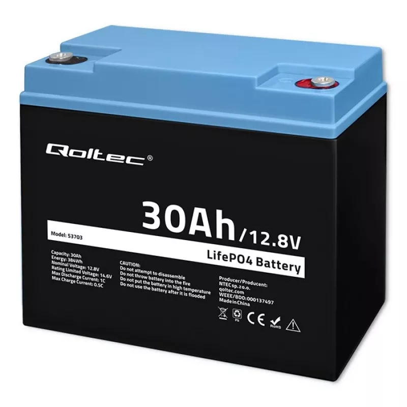 Akumulator LiFePO4 QOLTEC 12.8V 30Ah 384Wh z BMS