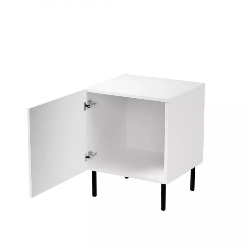 Szafka nocna Cama Meble JUNGLE 53.5×40.5×44 cm biały mat, MDF i płyta wiórowa, czarne nogi, zestaw 2 sztuk