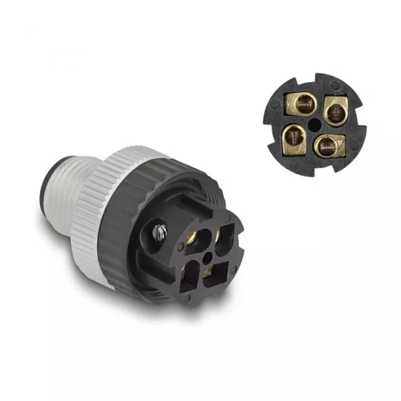 DeLOCK M12 Connector A-coded 4 pin male screw connection 60533