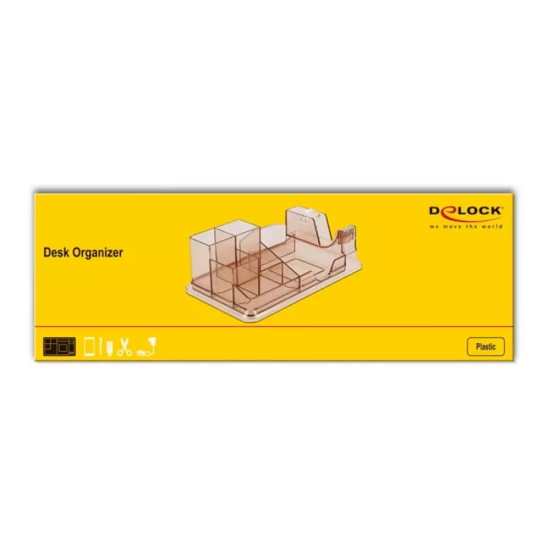Organizer na biurko DeLOCK 18341 przezroczysty brązowy plastik 145x250x85mm