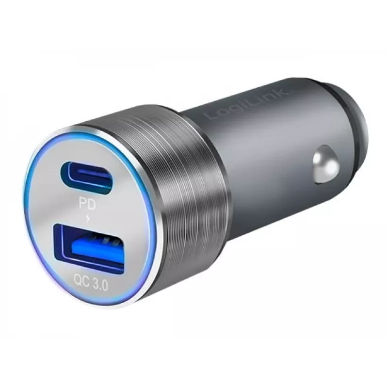 LogiLink Auto-Power Supply - 36 Watt - 3 A - PD 3.0, QC 3.0 - 2 porty wyjściowe (USB, 24-pin USB-C)