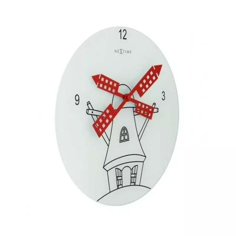 NeXtime klok 8807 Windmil, Ø30 cm, ścienny, biały/czarny/czerwony