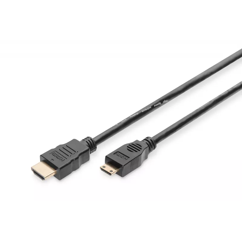 Digitus ASSMANN - Kabel wideo / audio - HDMI - 30 AWG - Mini-HDMI, 19-pin (M) - HDMI, 19-pin (M) - 3 m - Podwójna izolacja - Czarny (AK-330106-030-S)