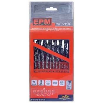 HSS drill set OEM E-500-1225, 25 pcs, sizes 1–13 mm