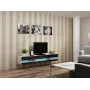 Stojak pod telewizor Cama Meble VIGO NEW 30/180/40, biały blat, czarna błyszcząca rama, 1800×400×300 mm