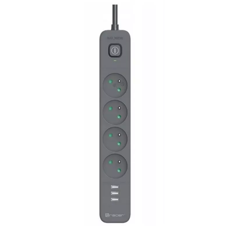 Listwa przeciwprzepięciowa Power Line+ mobile ready 1,5 m (4 gniazda + 3x USB A, 5V 2,4A)
