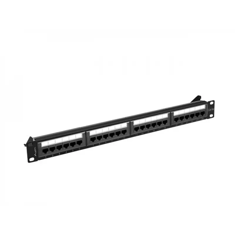 Patch panel 1U LANBERG PPUA-1024-B, 24 porty, Cat6a, U/UTP, 1U rack, głębokość 102 mm, metal, czarny