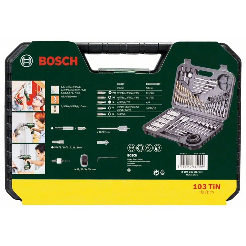 Zestaw akcesoriów Bosch V-Line 103 szt. — Zestaw akcesoriów wiertarskich i wkrętakowych Bosch 103 szt.