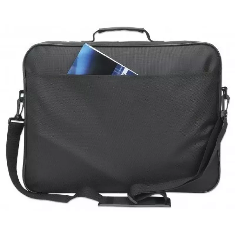 Torba na laptopa Manhattan Cambridge 17,3 inch, konstrukcja clamshell, czarna, NISKOKOSZTOWA, kieszeń na akcesoria, kieszeń na dokumenty z tyłu, pasek na ramię (odpinany), odpowiednik Targus CN418EU, futerał na notebook, trzyletnia gwarancja