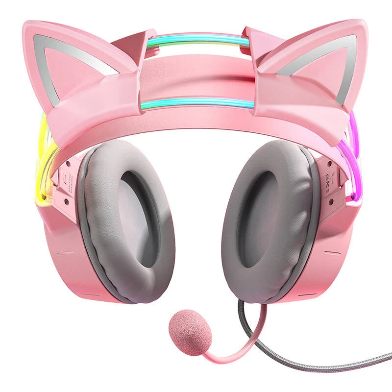 Słuchawki Onikuma X15Pro Gaming Headphones Różowe Kocie Uszy