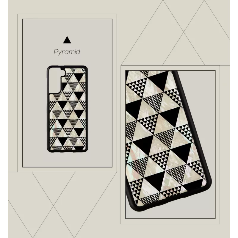 Etui ochronne iKins do Samsung Galaxy S21+ — wzór piramidy, czarne