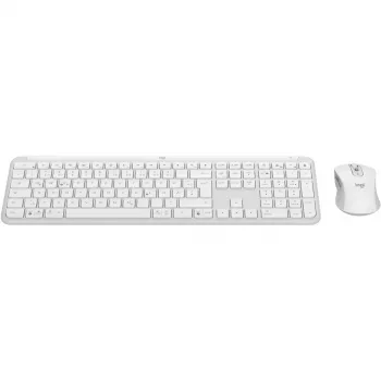 Logitech MK950 Signature Slim Klawiatura i Mysz Bezprzewodowa RF + Bluetooth QWERTZ Grafit Biały