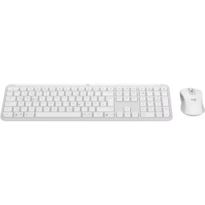 Logitech MK950 Signature Slim Klawiatura i Mysz Bezprzewodowa RF + Bluetooth QWERTZ Grafit Biały
